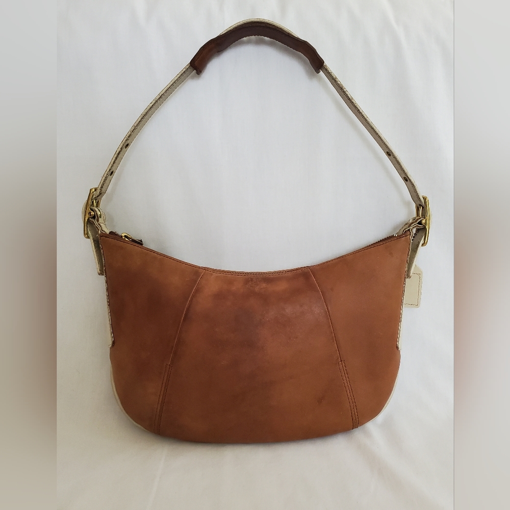Vintage COACH COLOR-BLOCKED 💯 LEATHER Shoulder Bag Handbag Unique Classic Luxury - Picture 3 of 13